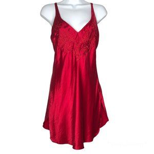 Victoria’s Secret Vintage Gold Label Silk Red Slip Dress Teddy Nightgown